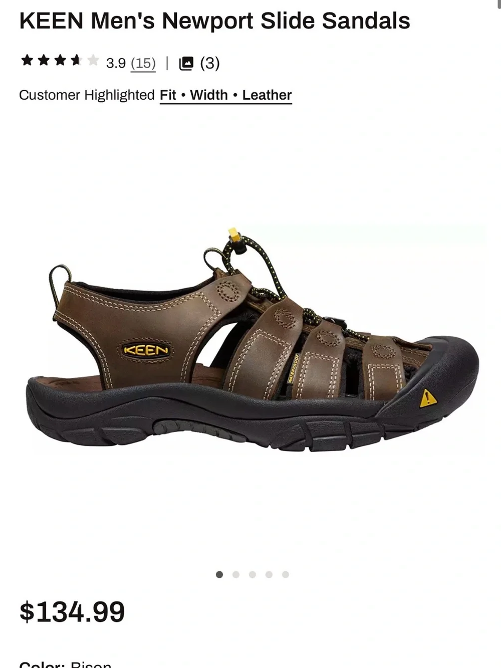 KEEN Men's Newport Slide Sandals Brown Leather Closed-Toe Sandals